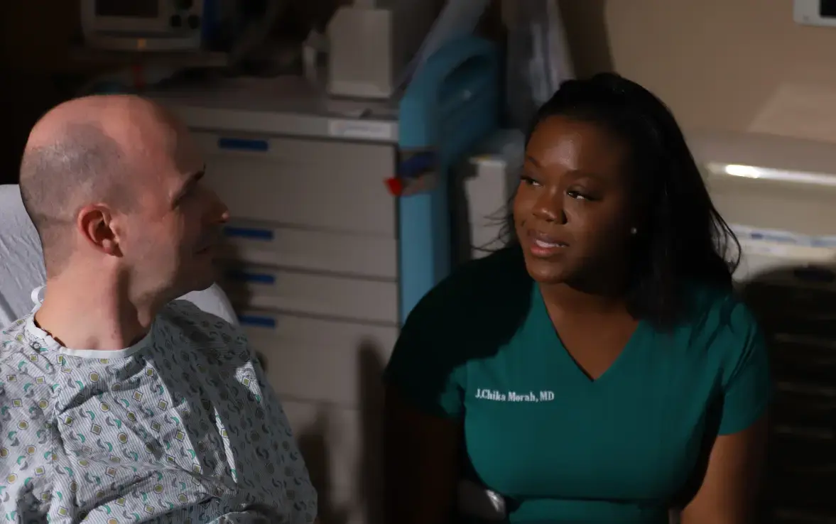 Doctor listening to a patient