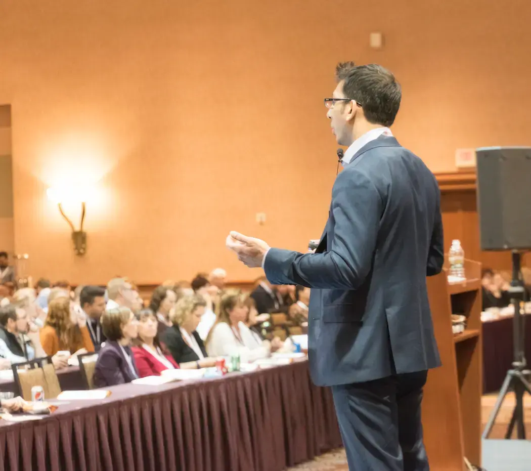Person speaking at the emergency medicine leadership forum